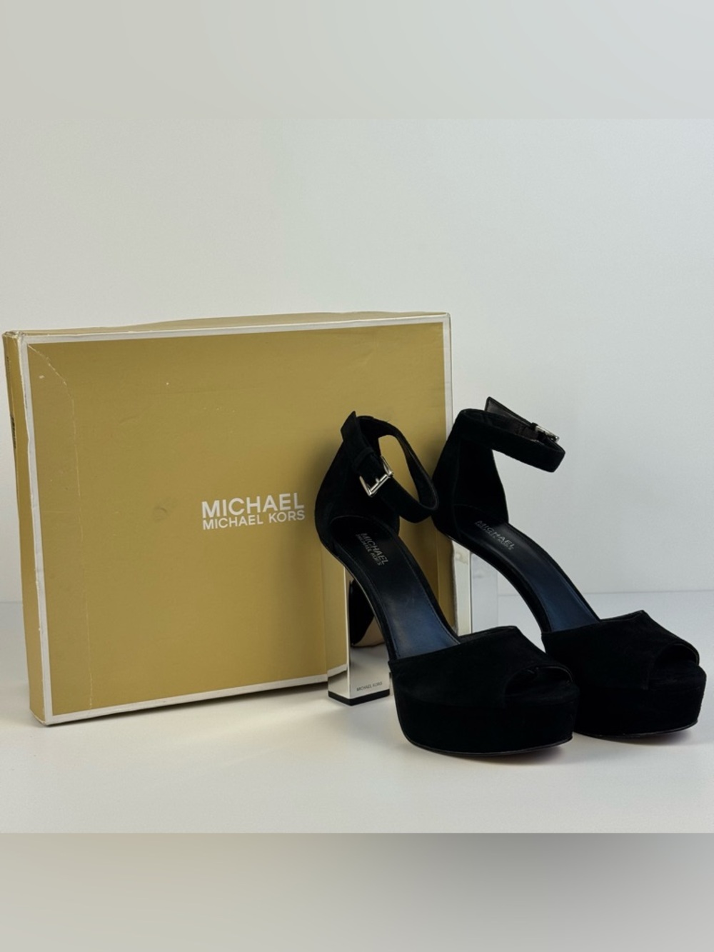 Michael Kors Petra Suede Platform Sandal Black Size 7 - Picture 15 of 15